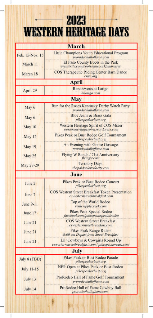 Western Heritage Days Calendar - Postcard 2023 - Front